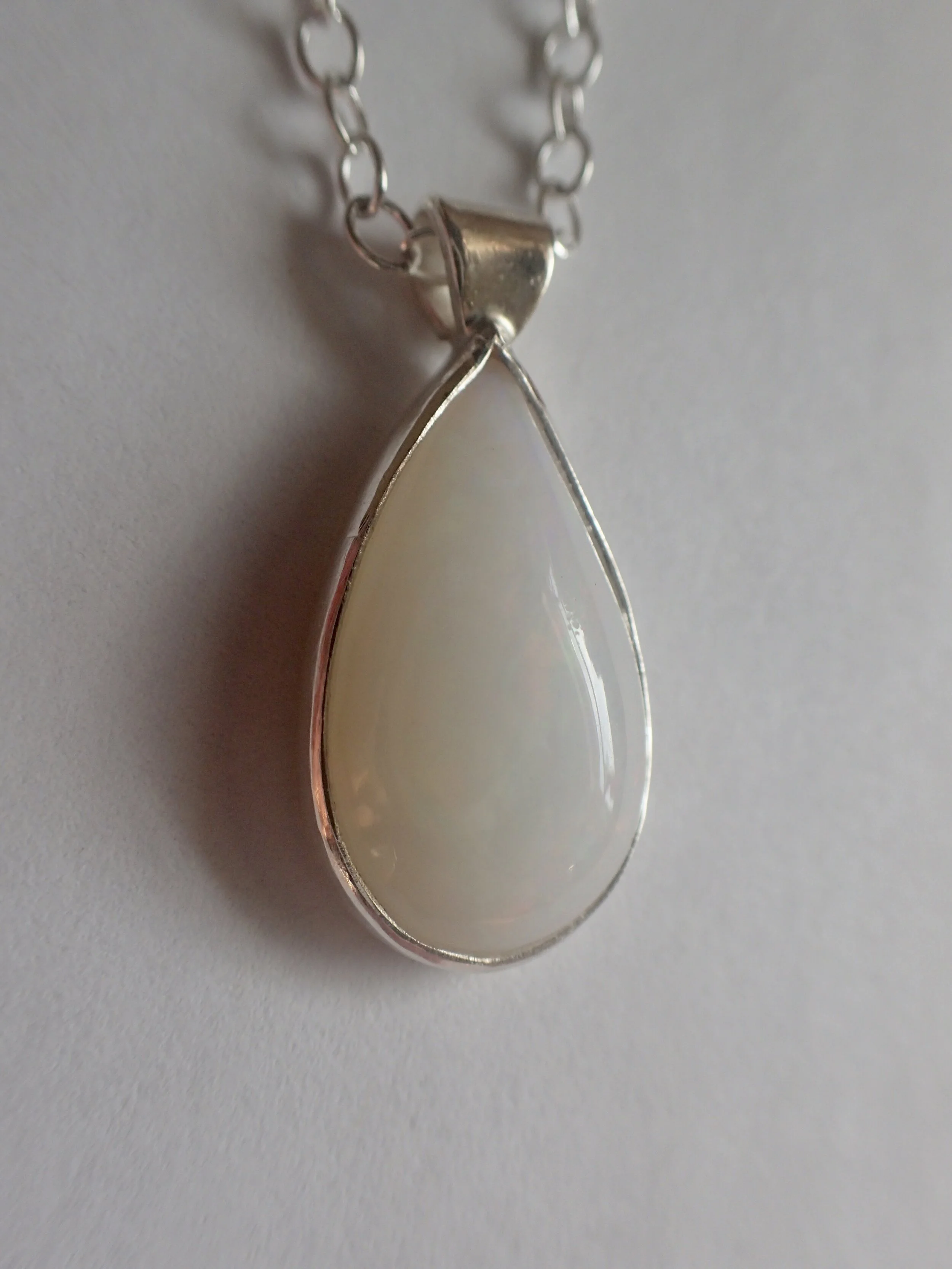 Ethiopian Fire Opal and Silver Pendant