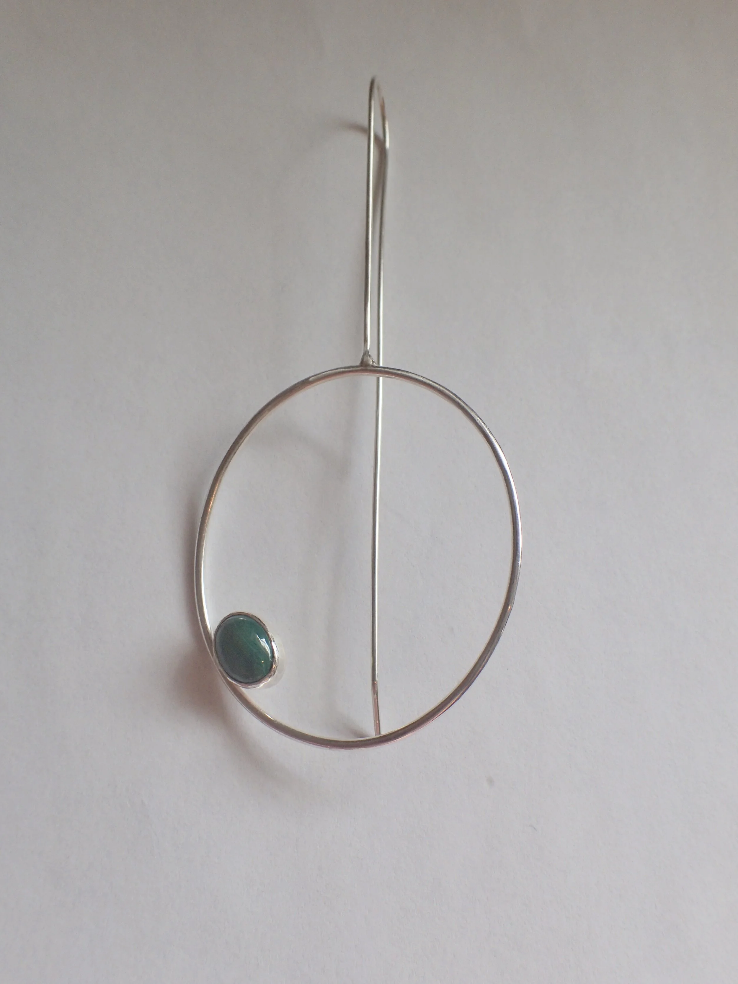 Malachite and Silver Infinity Wire Earrings
