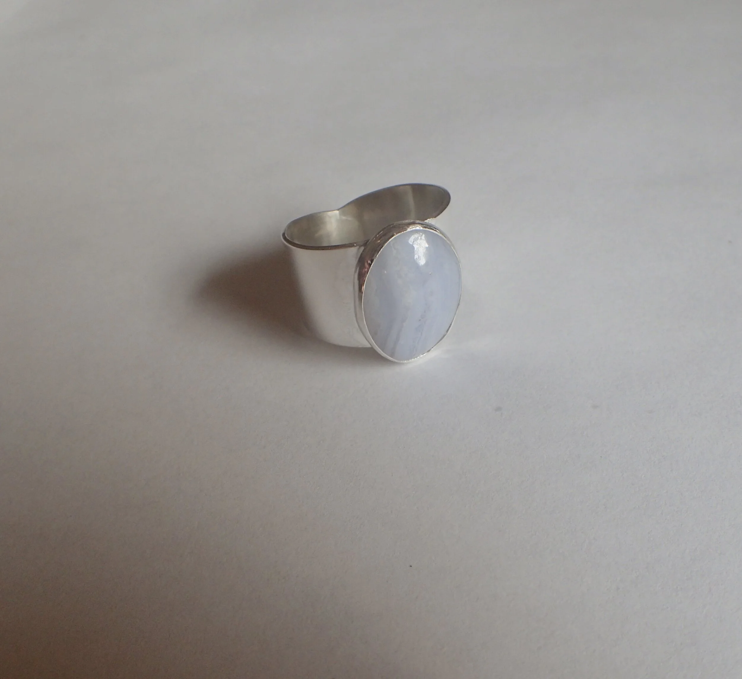Blue Lace Agate and Silver Ring