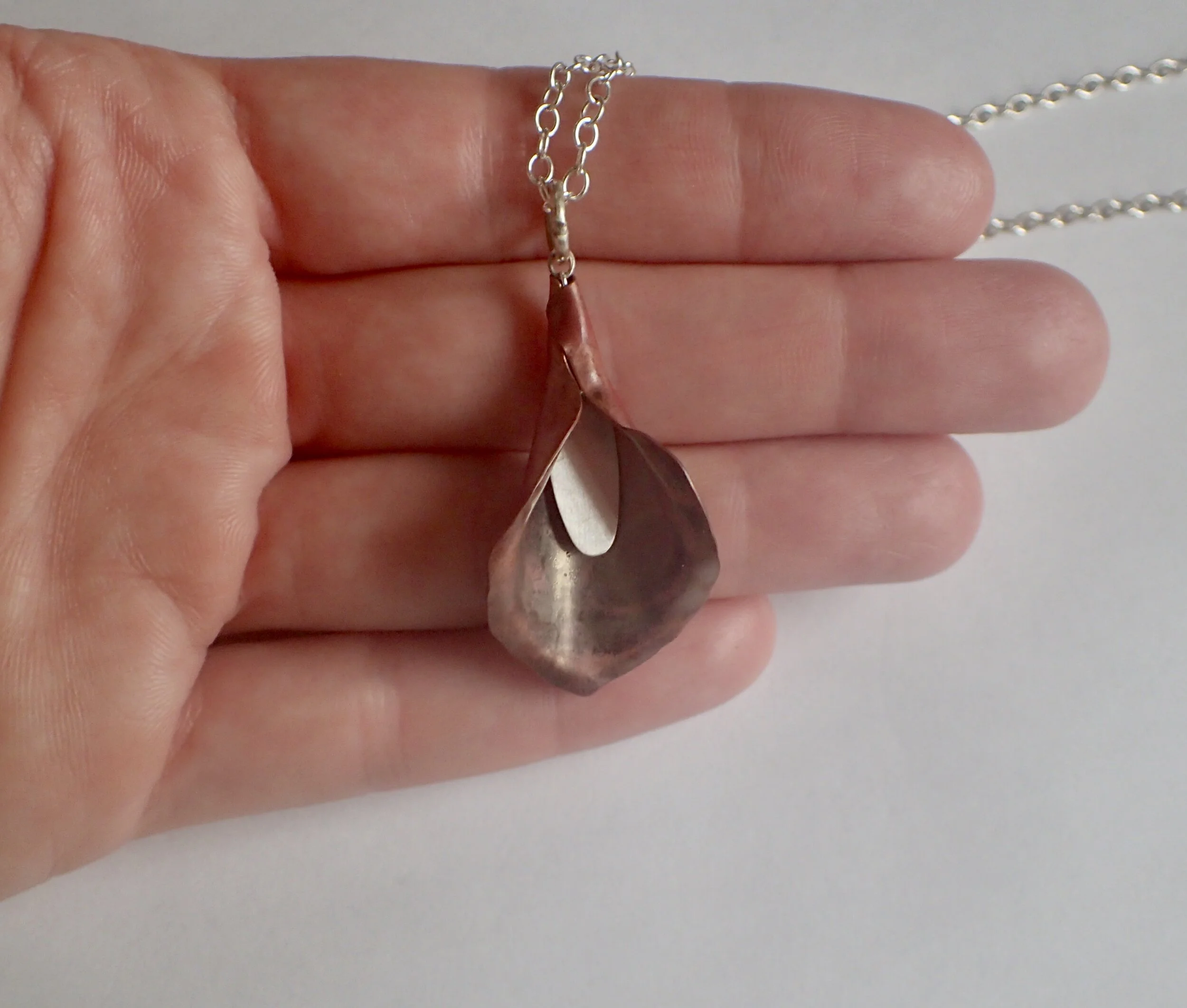 Copper and Silver Calla Lilly Necklace