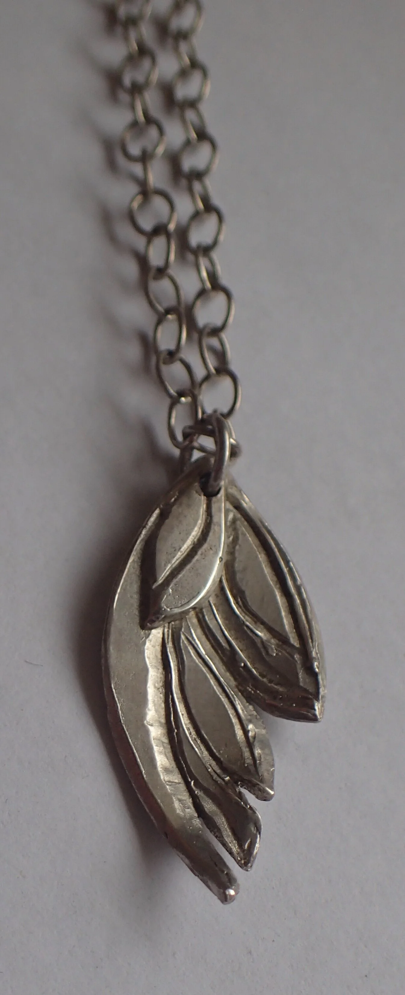 Silver Leaf Pendant, carved from wax