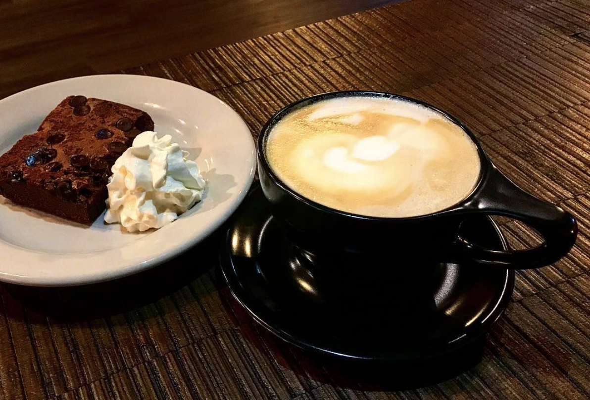 Shared Table Latte and Brownie