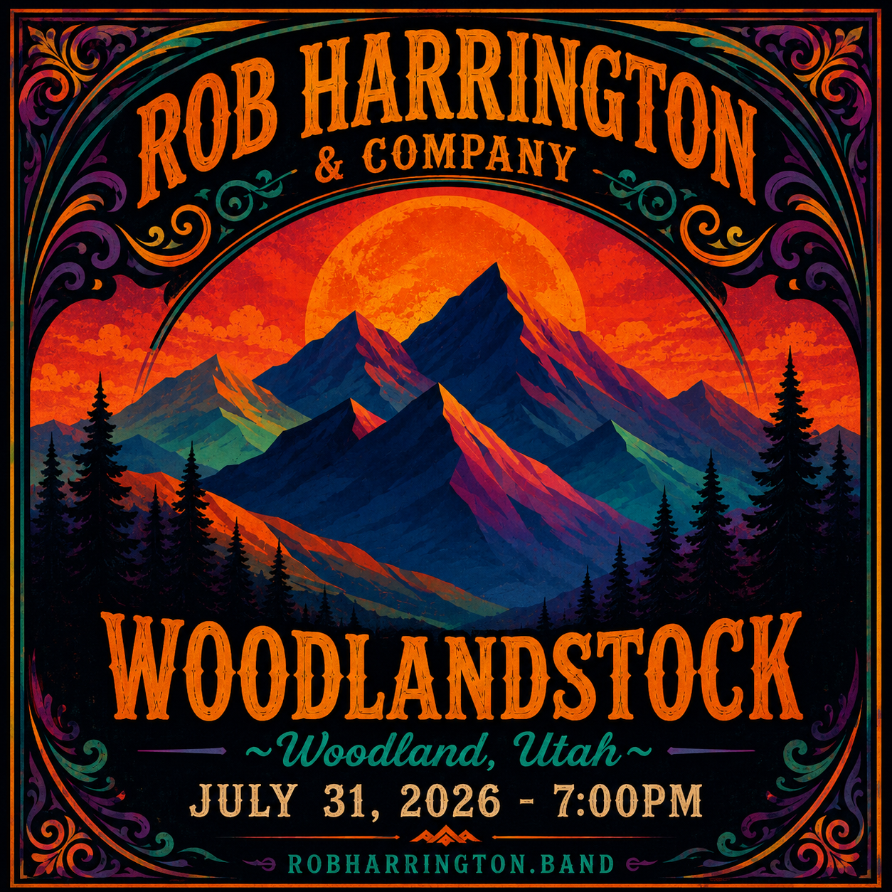 Rob Harrington & Company Concert Poster for Woodland Stock 2026