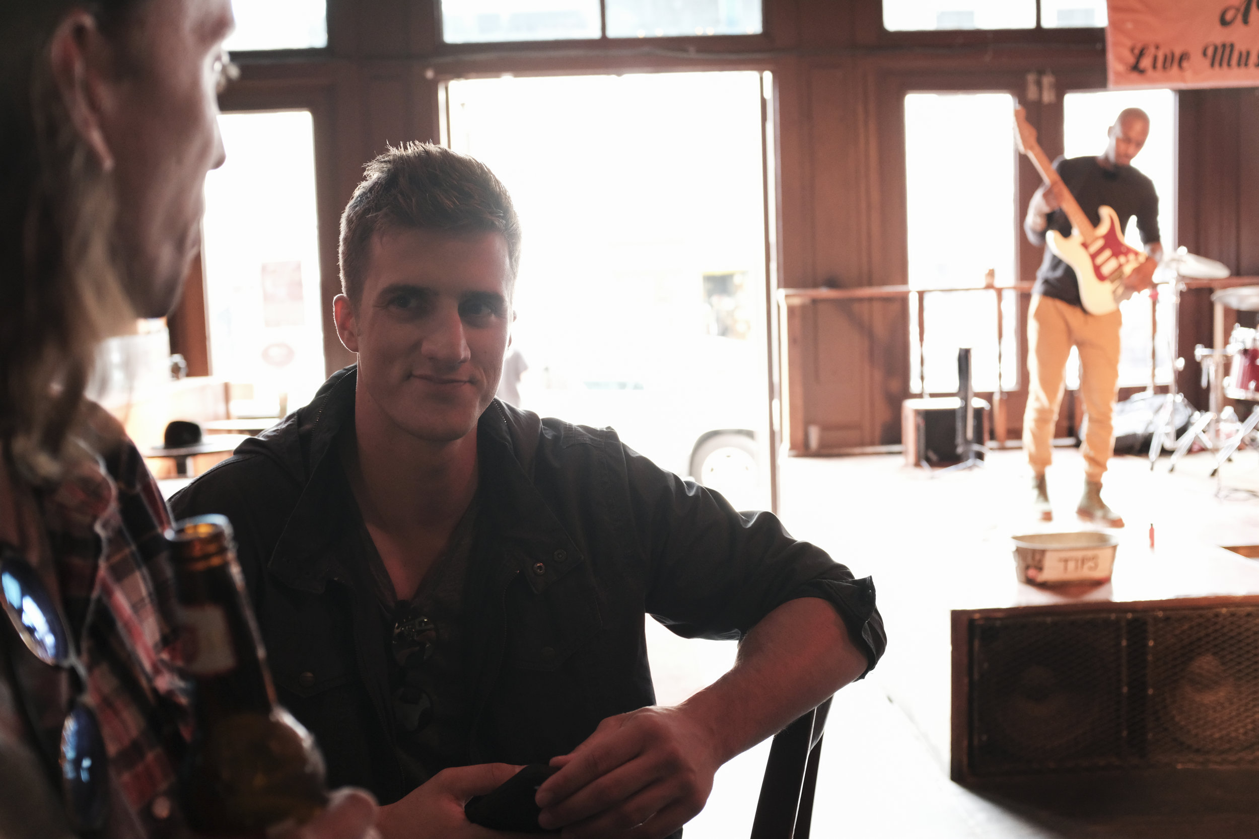 First stop, cold beer and live music.