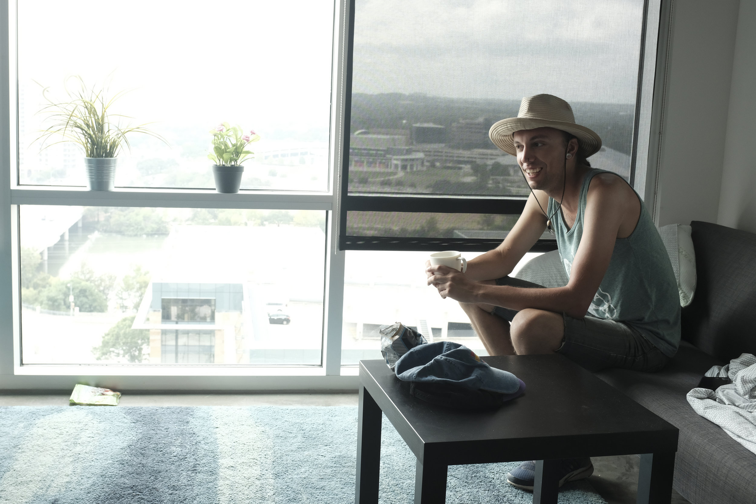Joe enjoying a cup of Joe.