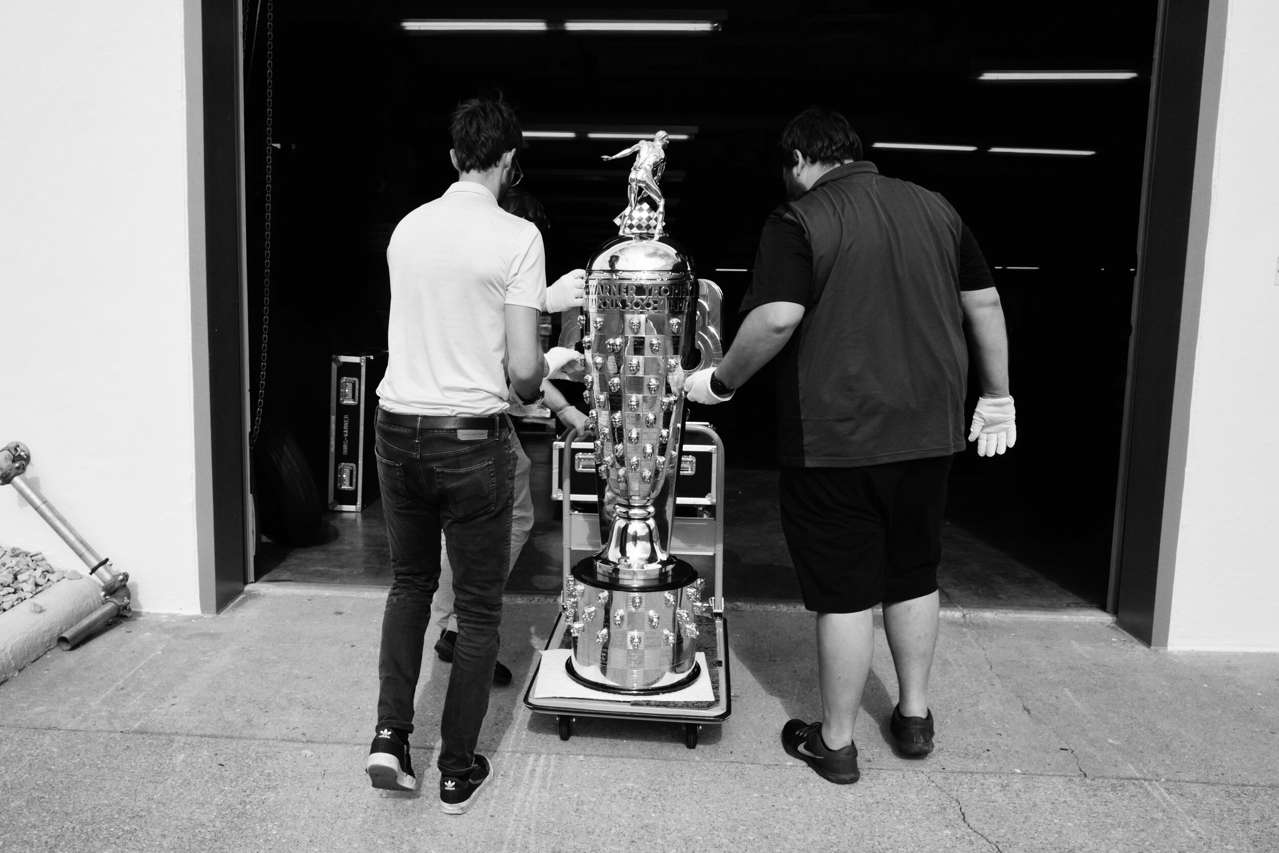 That's all, putting away the Borg Warner Trophy.