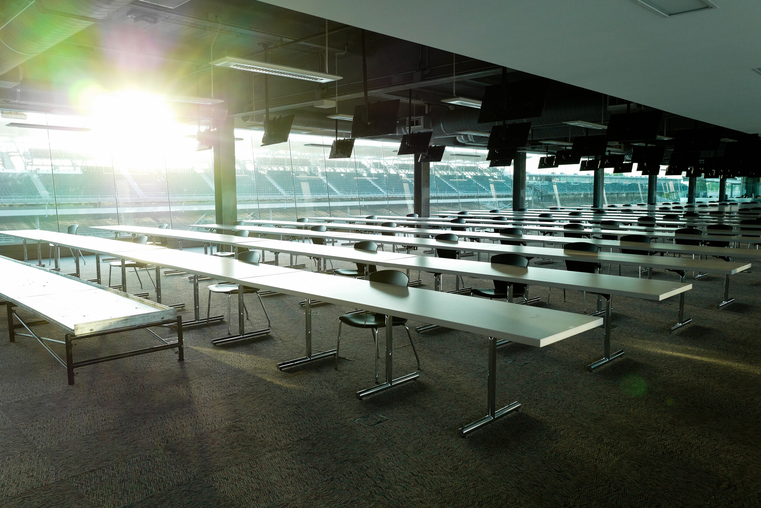 The IMS Media Center sits empty at post race time.