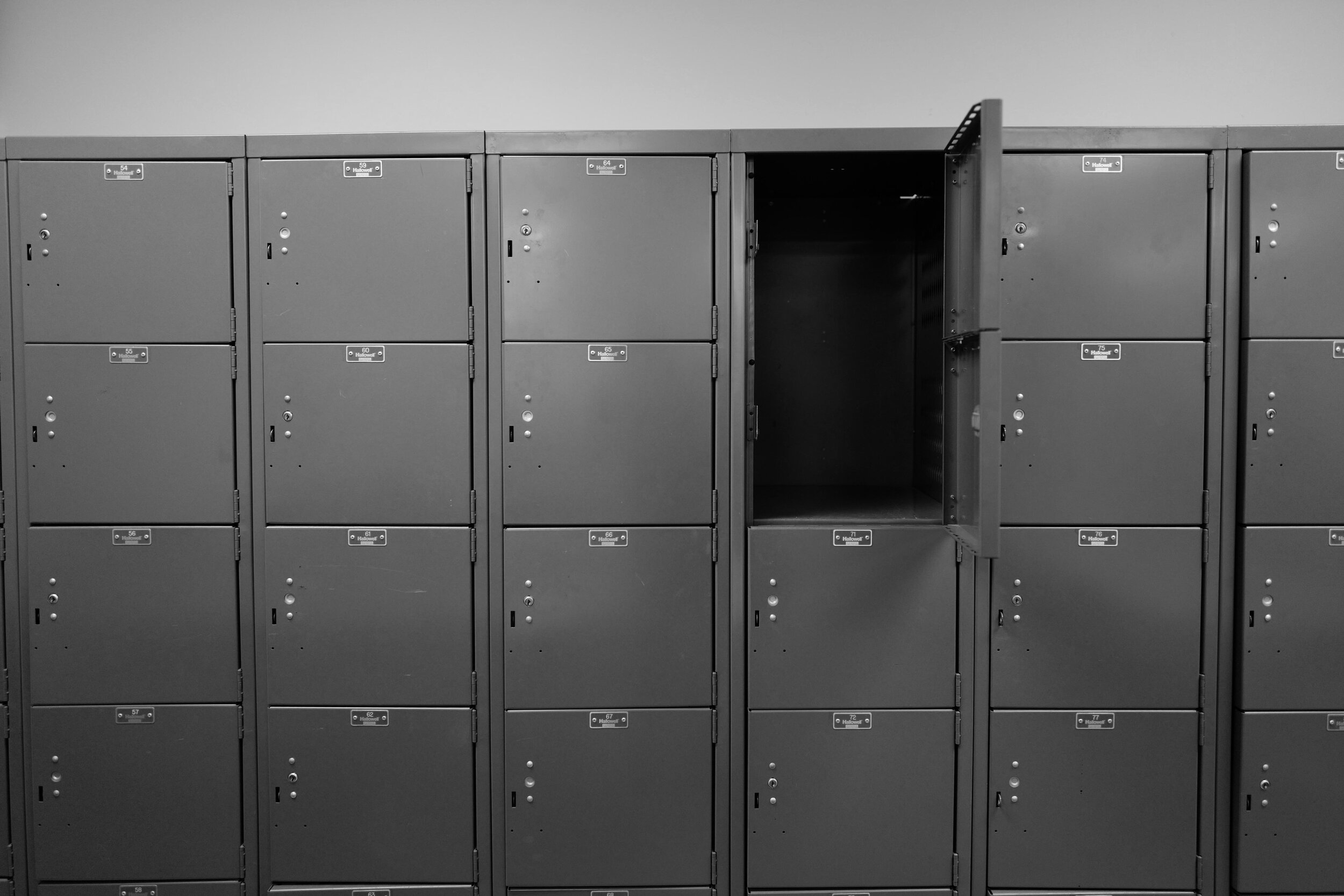 Empty photographer lockers.