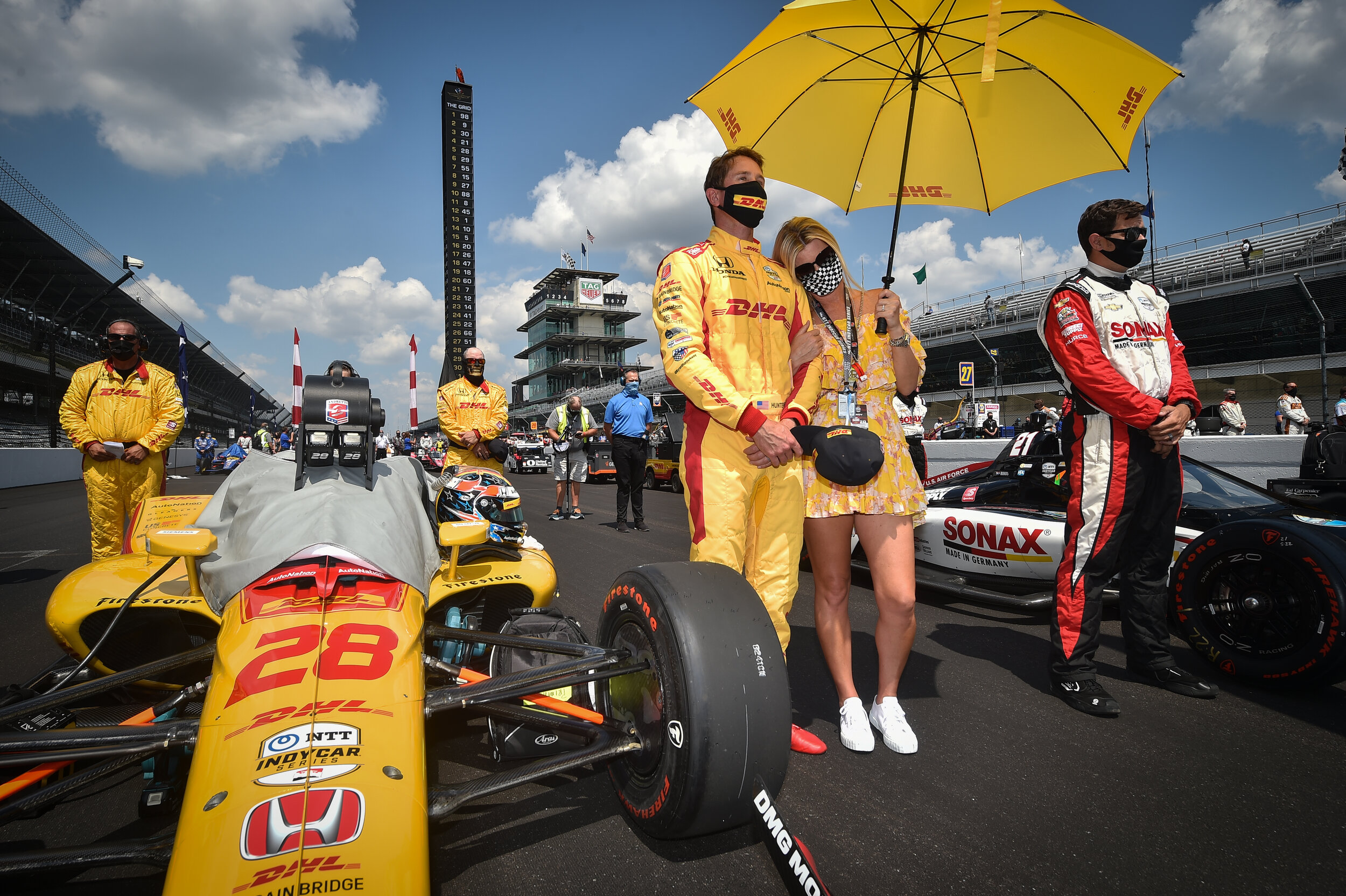 Ryan &amp; Becky Hunter Reay on the grid for the 2020 Indianapolis 500. 