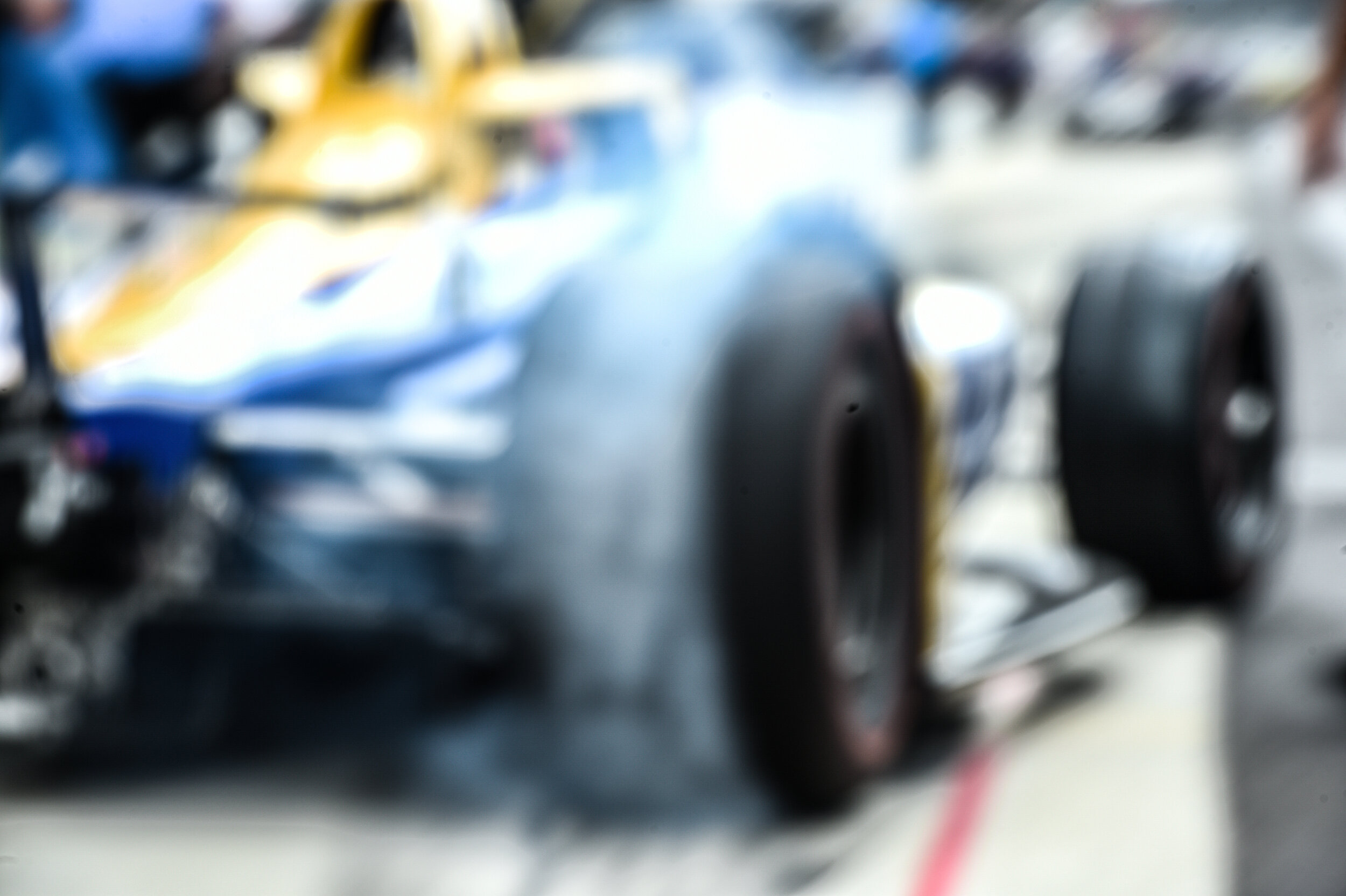 Alexander Rossi rips out of the pits during practice for the 2020 Indianapolis 500.