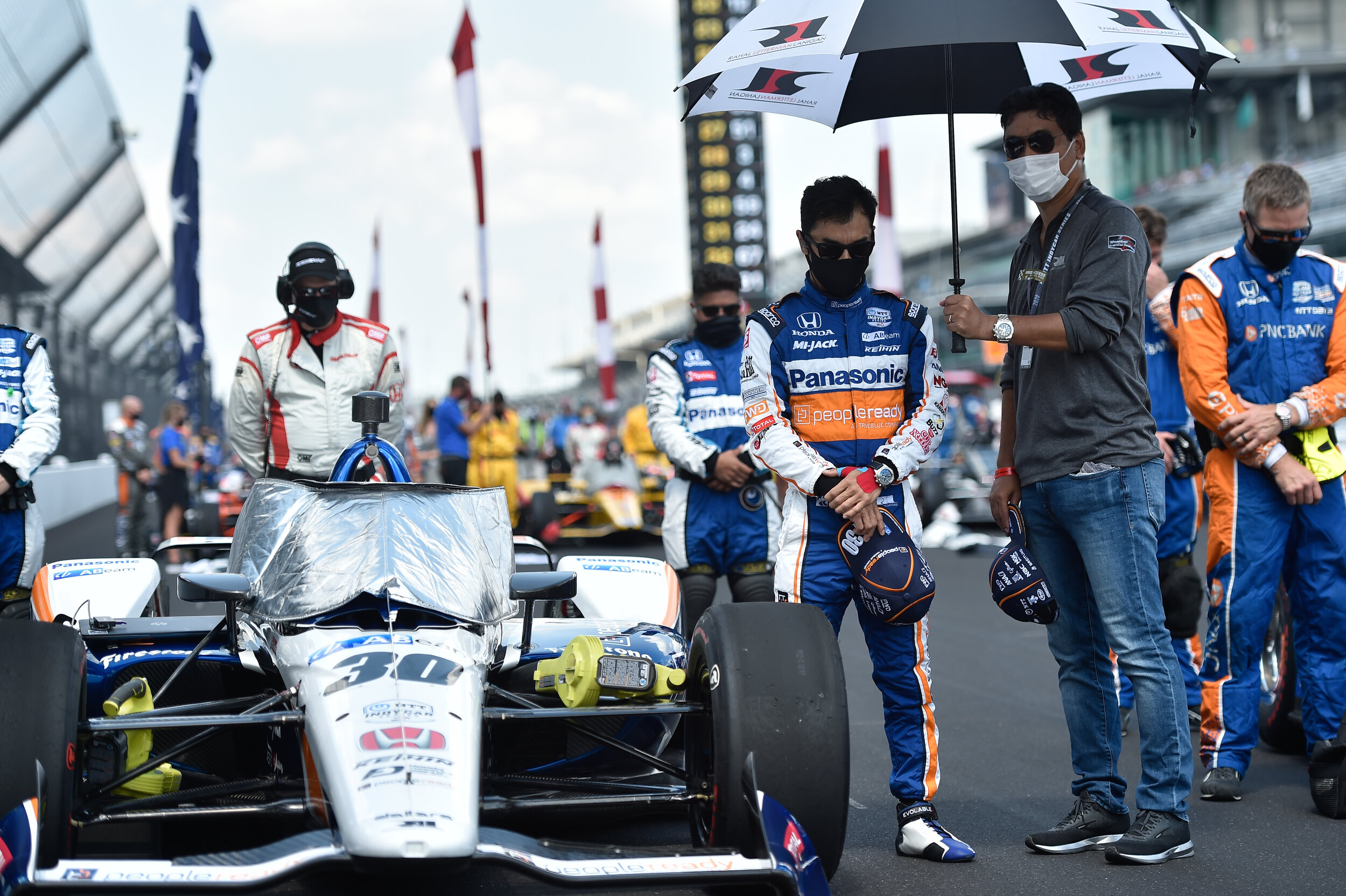 Takuma Sato on the grid for the 2020 Indianapolis 500. 