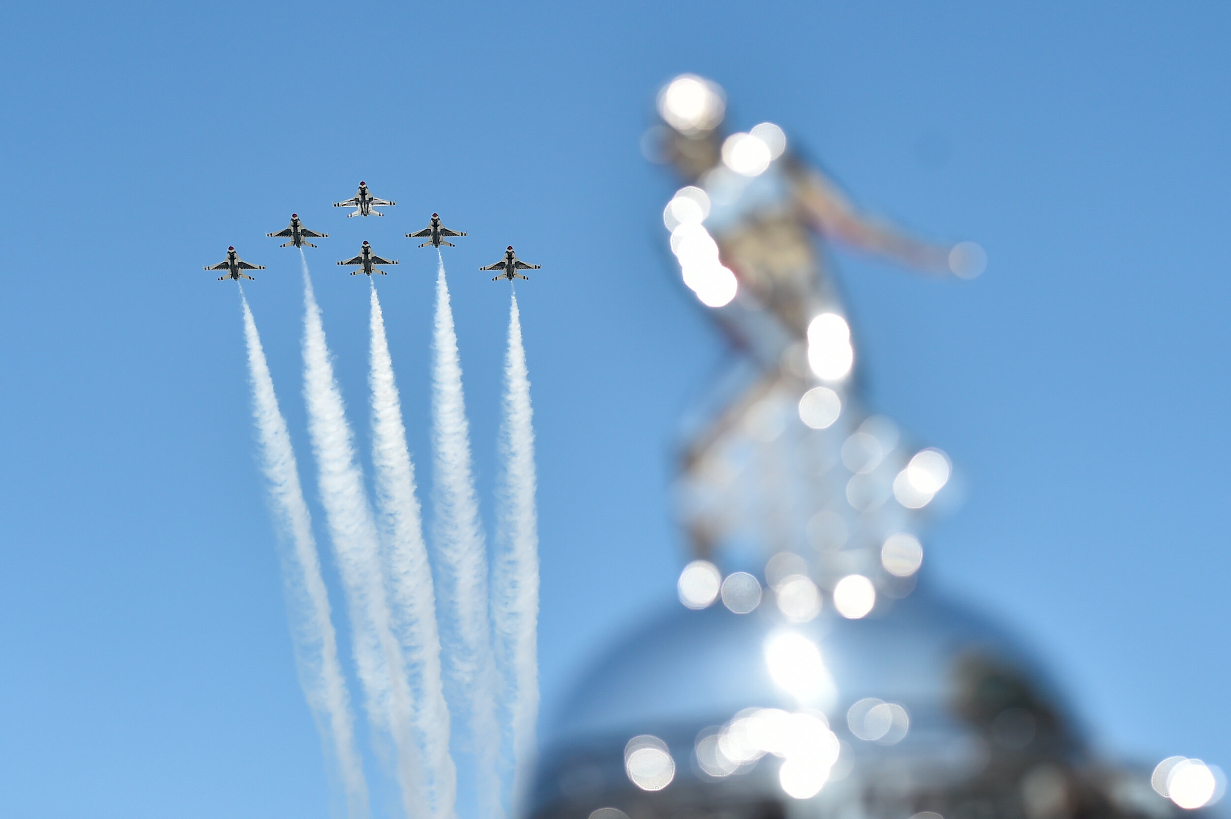 United States Air Force Thunderbirds with the Borg Warner Trophy.
