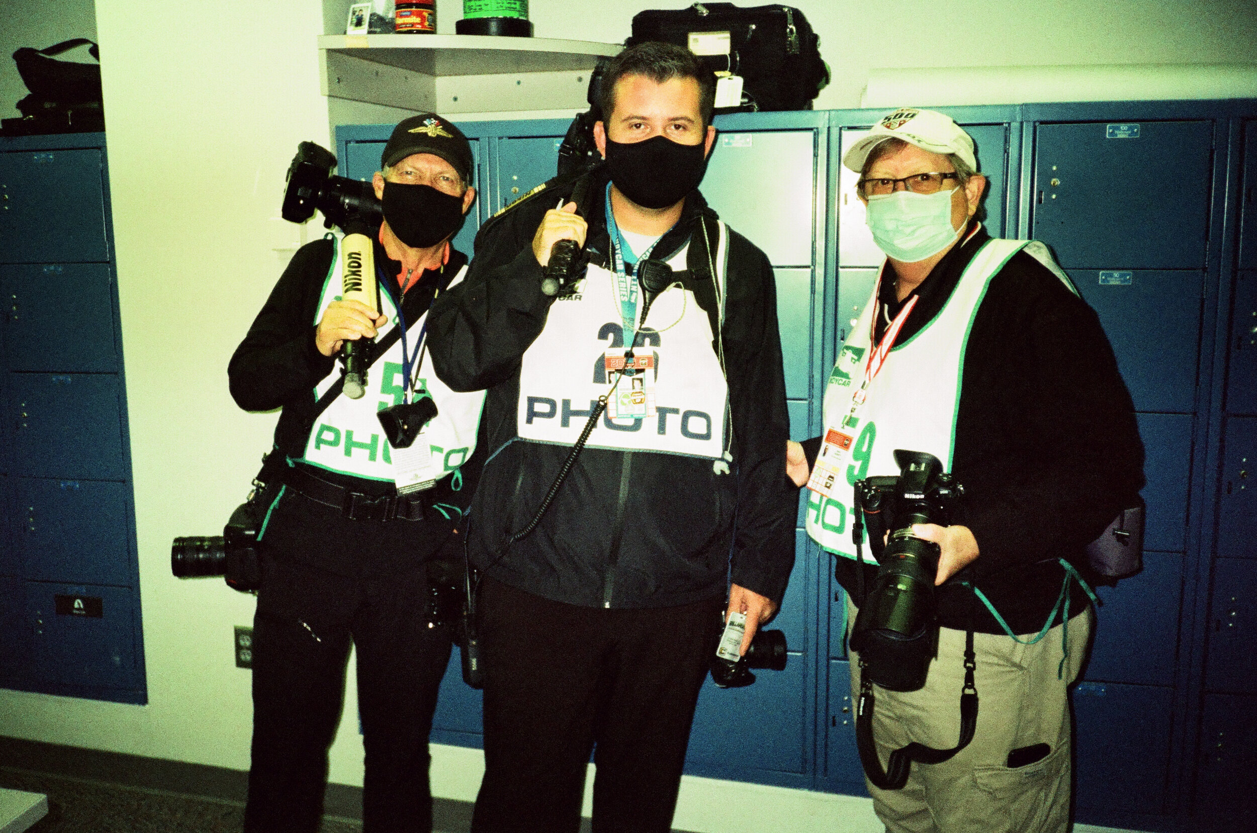  Left to right - Doug Mathews, James Black and Dana Garret. Three of the most hard working and loyal team mates one could have.. 35mm E6 Film, cross processed.   