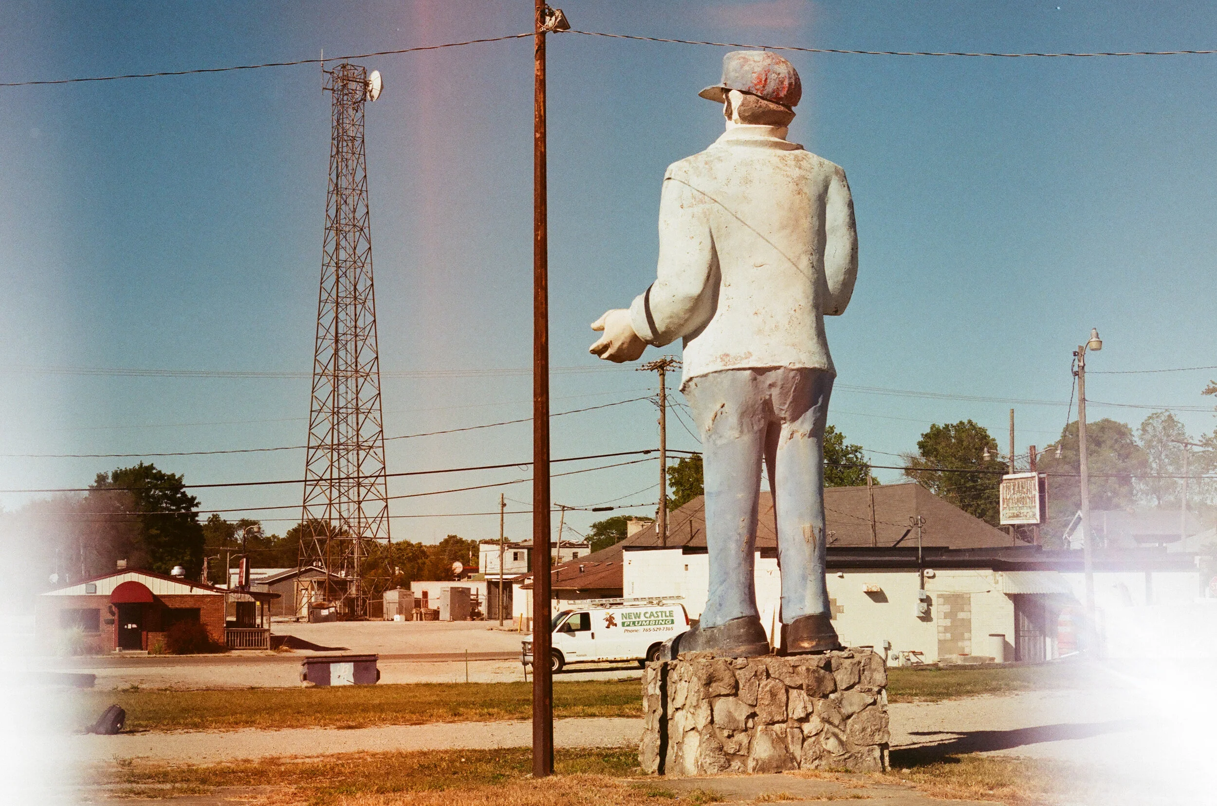 Corey the Ice House Giant - New Castle, IN - (Marathon Oil) - Shot with Canon-AE-1, Fuji Superia 100.