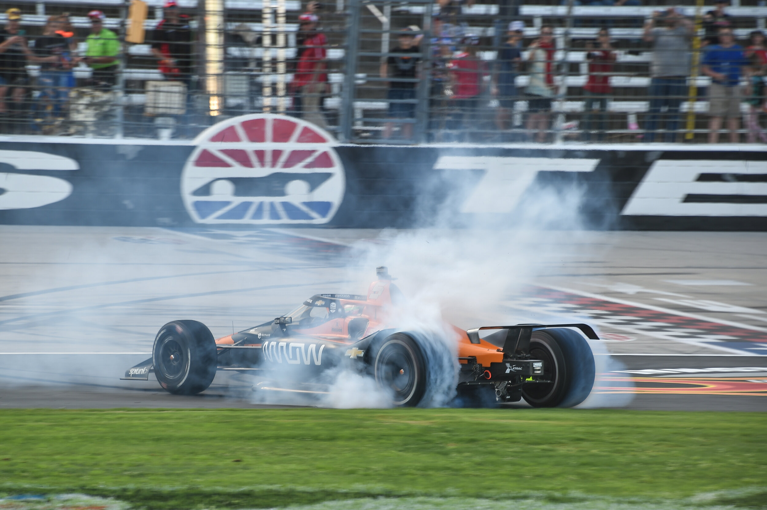  Pato O'Ward lights em up after his Sunday victory at Texas Motor Speedway. 
