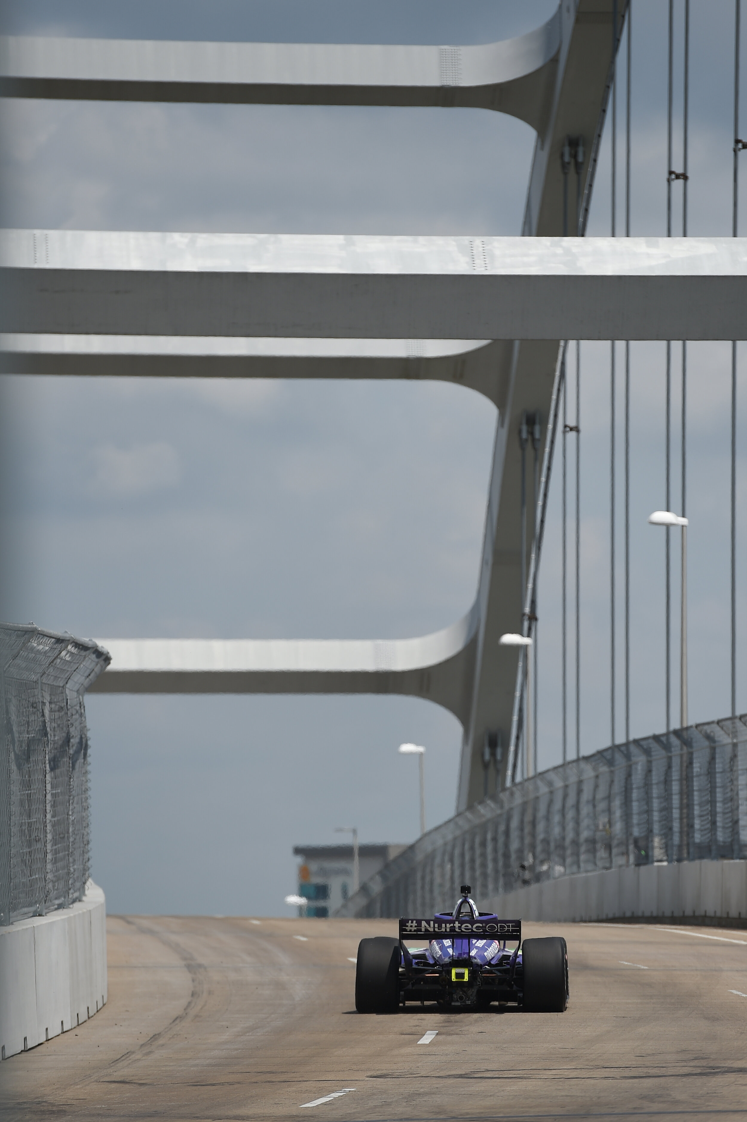 Romain Grosjean races over the Korean Veterans Memorial Bridge.