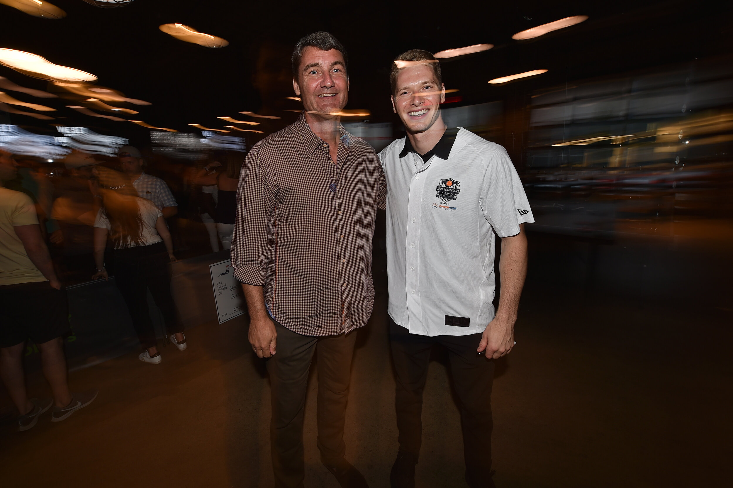 Tim Cindric &amp; Josef Newgarden hang out at Josef Newgarden's Celebrity Ping-Pong Challenge.