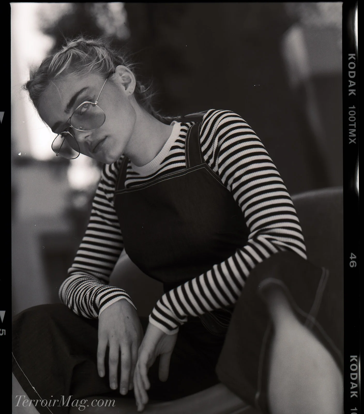 Photos by Noah Asanias A.L.C. Striped Sweater Tee Ink Overalls Urban Outfitters Aviator Sunglasses