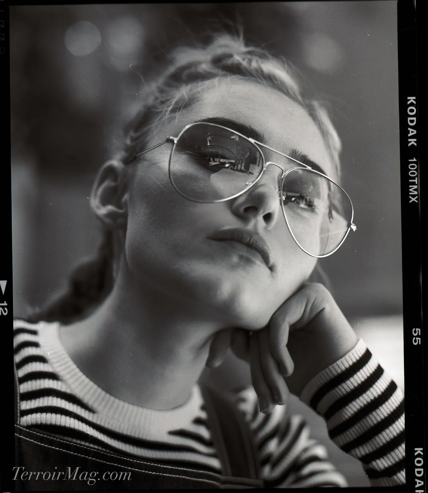 Photos by Noah Asanias A.L.C. Striped Sweater Tee Ink Overalls Urban Outfitters Aviator Sunglasses