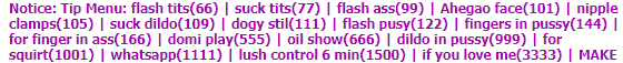 The numbers you see here is the number of tokens needed. Here you can see getting the girl's Whatsapp number costs 1111 tokens ($122 USD). 