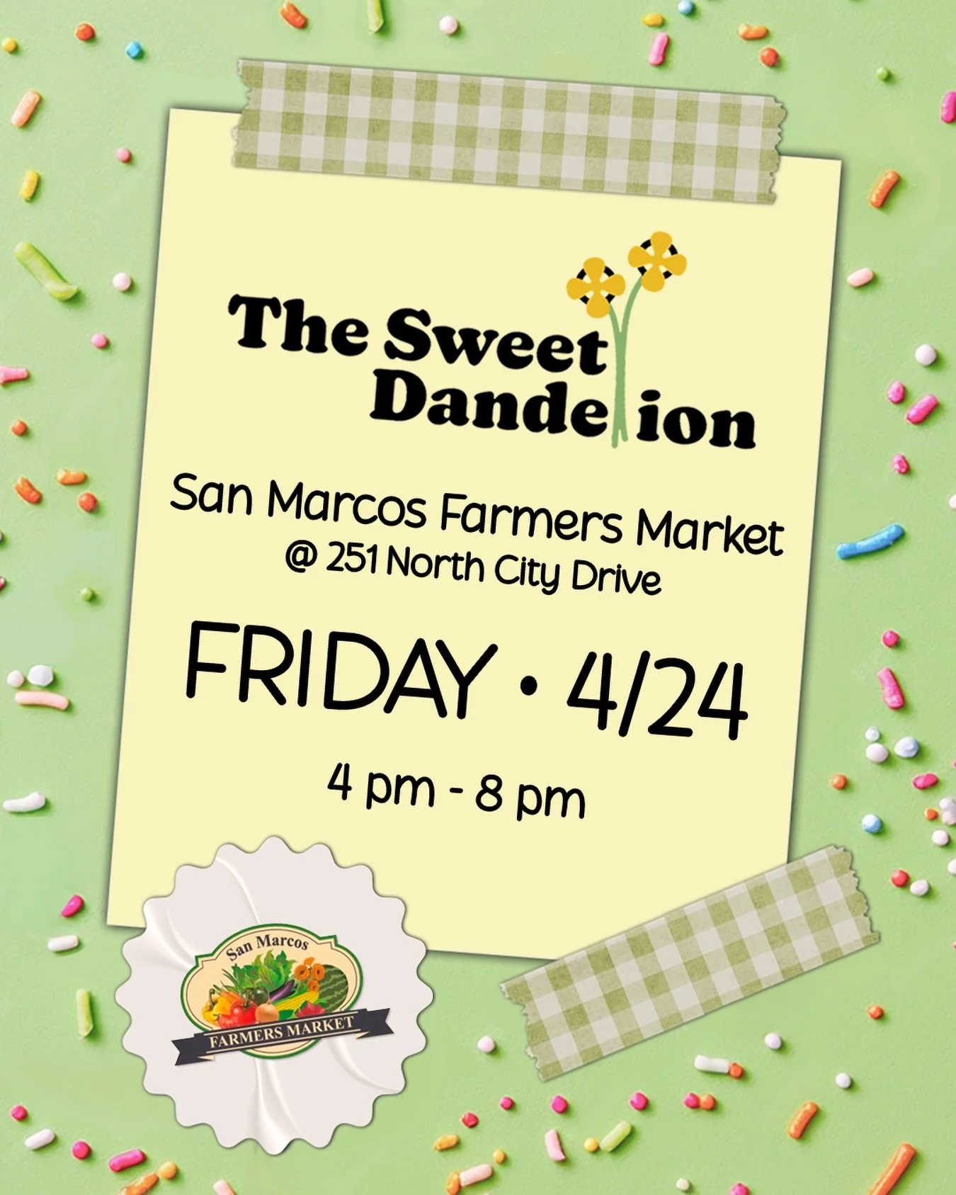 Get your cake pop fix this Friday at the @sanmarcosfarmersmarket ! Open 4pm to 8pm! 🍰🍭