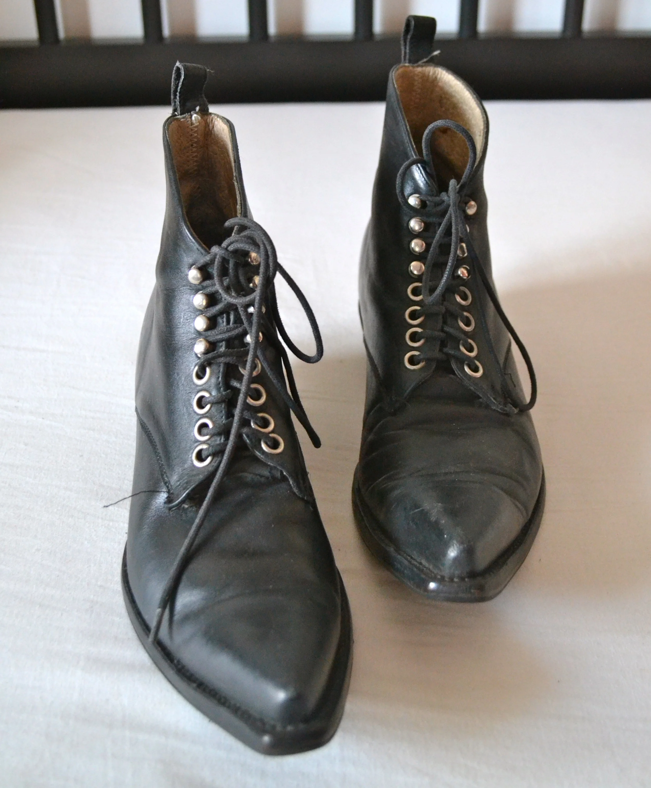 Black Go West Victorian Leather Booties