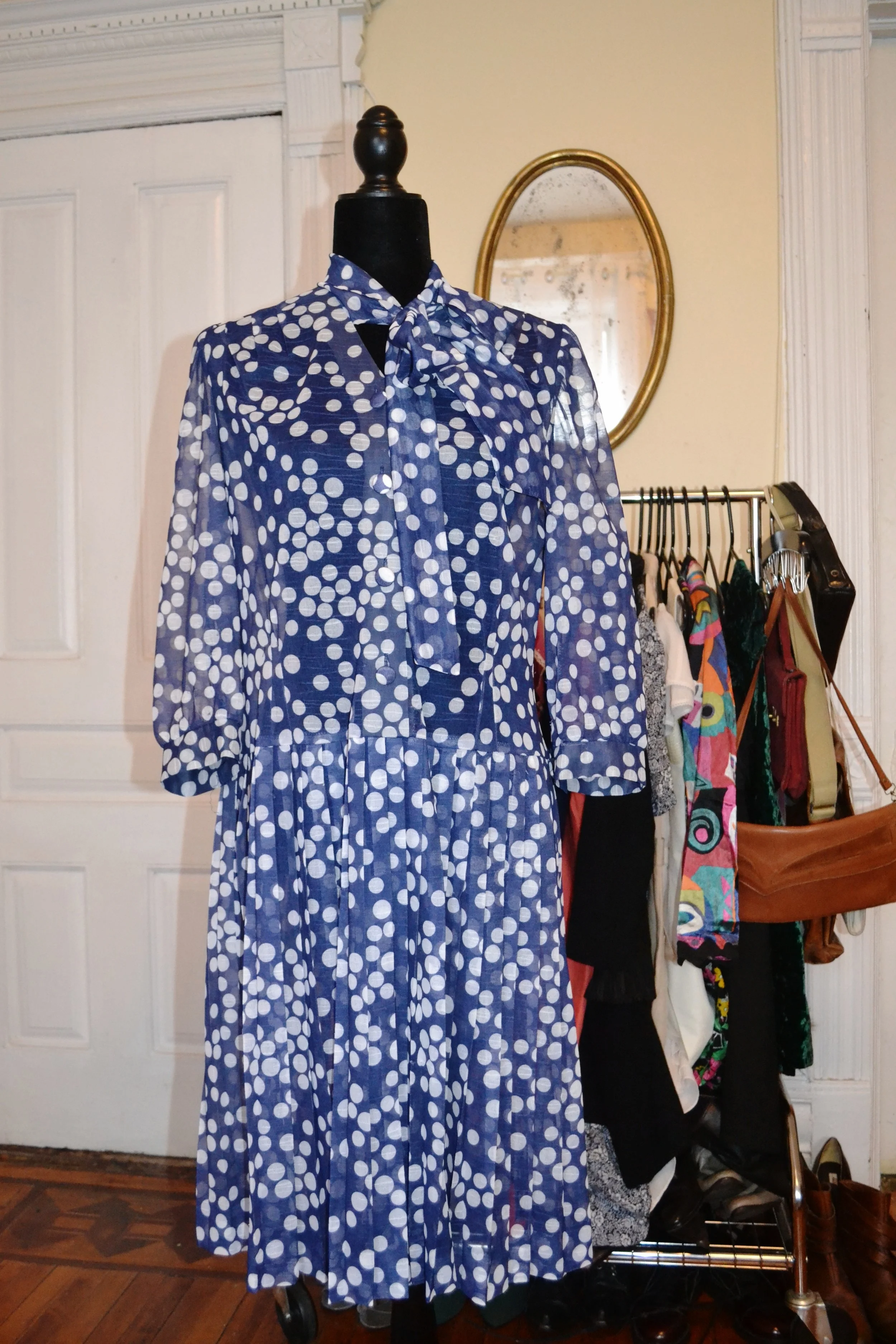 Copy of Blue Polka Dot Office Dress