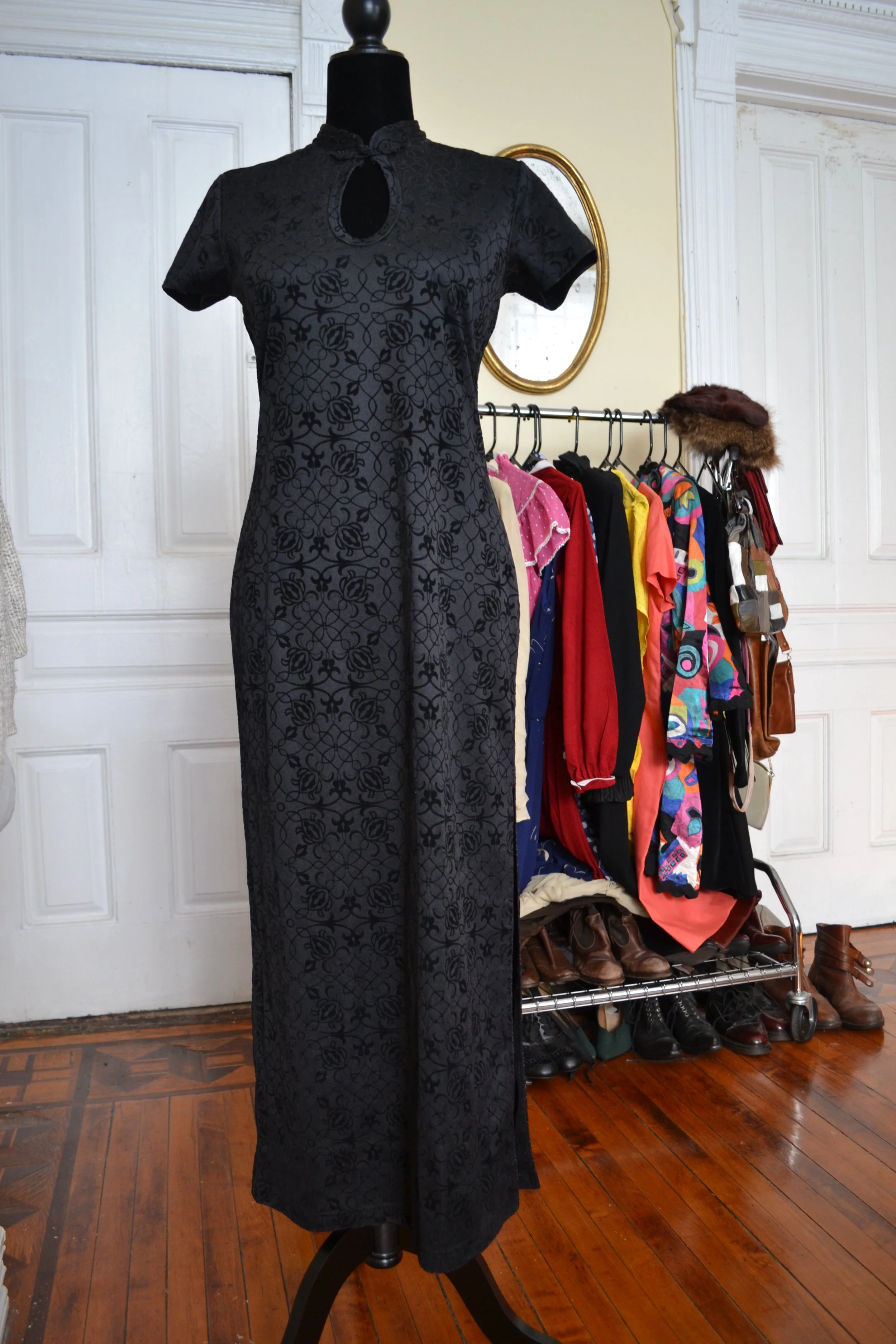 Black Printed Oriental Dress