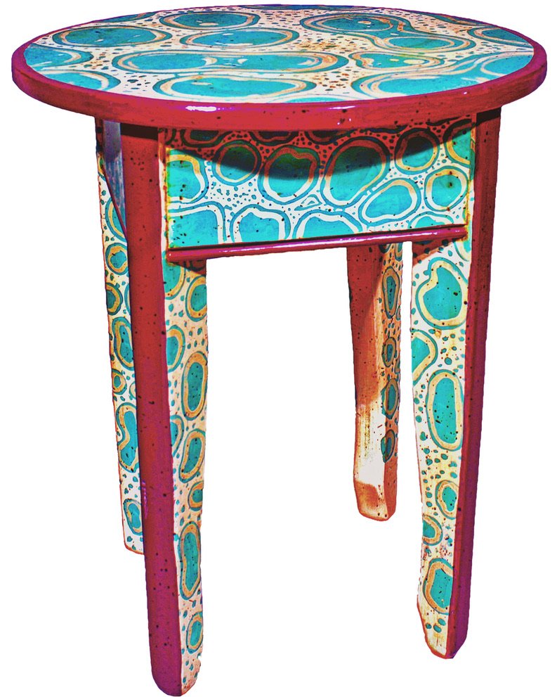 Mitosis Patterned Wooden Wine Table