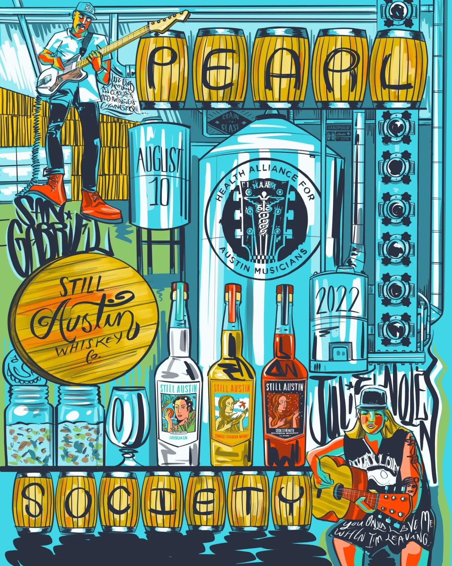 Another great @myhaam #PearlSociety event this week hosted by @stillatx and @siteatx with the #gigposter illustrated by @amirocks73 ! We think it is our favorite in the series so far and Ami had a great time getting into the drawing of all the cool #