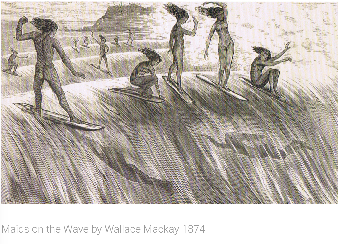 Maids on the Wave by Wallace Mackay, 1874 - Join Lotus Bay Yoga for a three part yoga series paying tribute to the history of surfing.