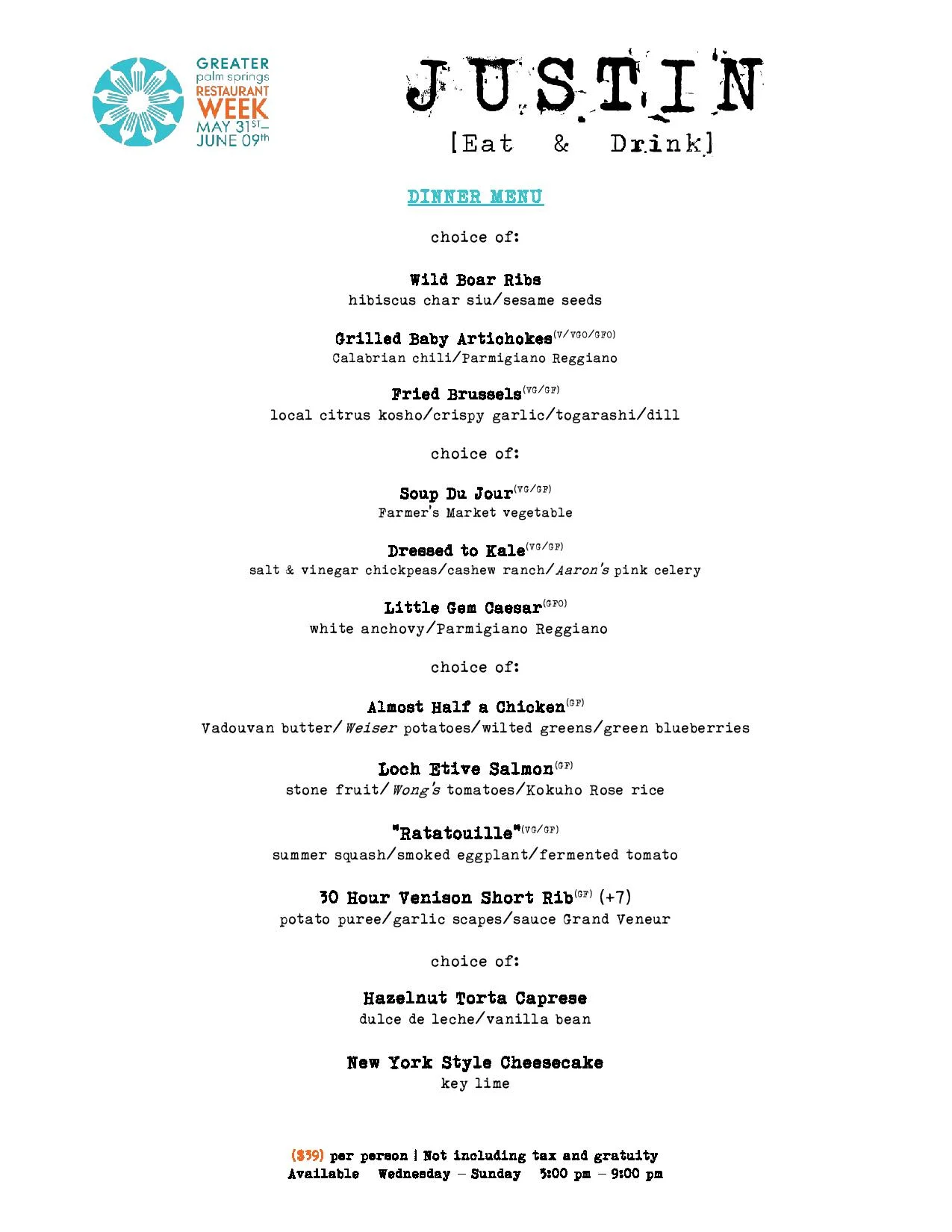 (menu subject to change)