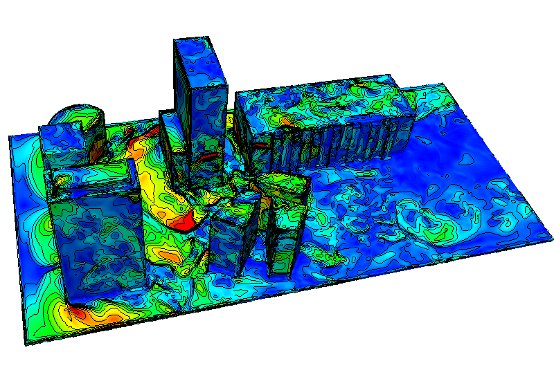 CFD simulaiton of near wall velocities on buildings
