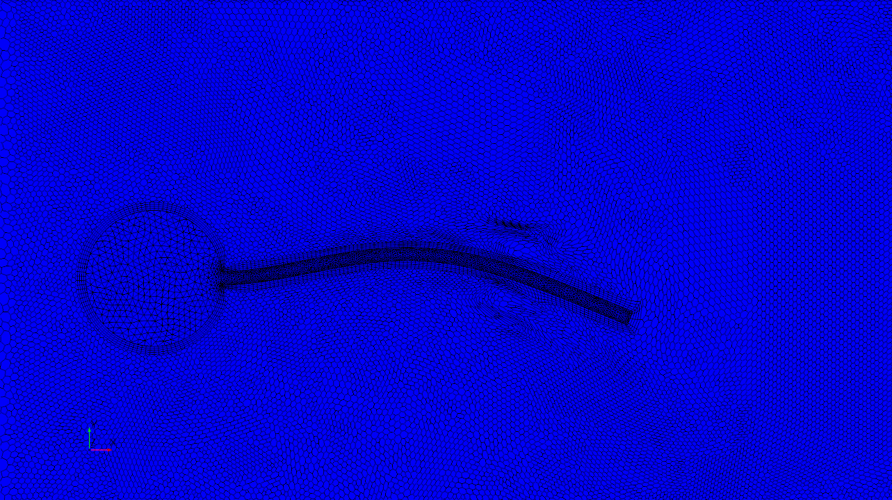 The mesh in a deformed configuration