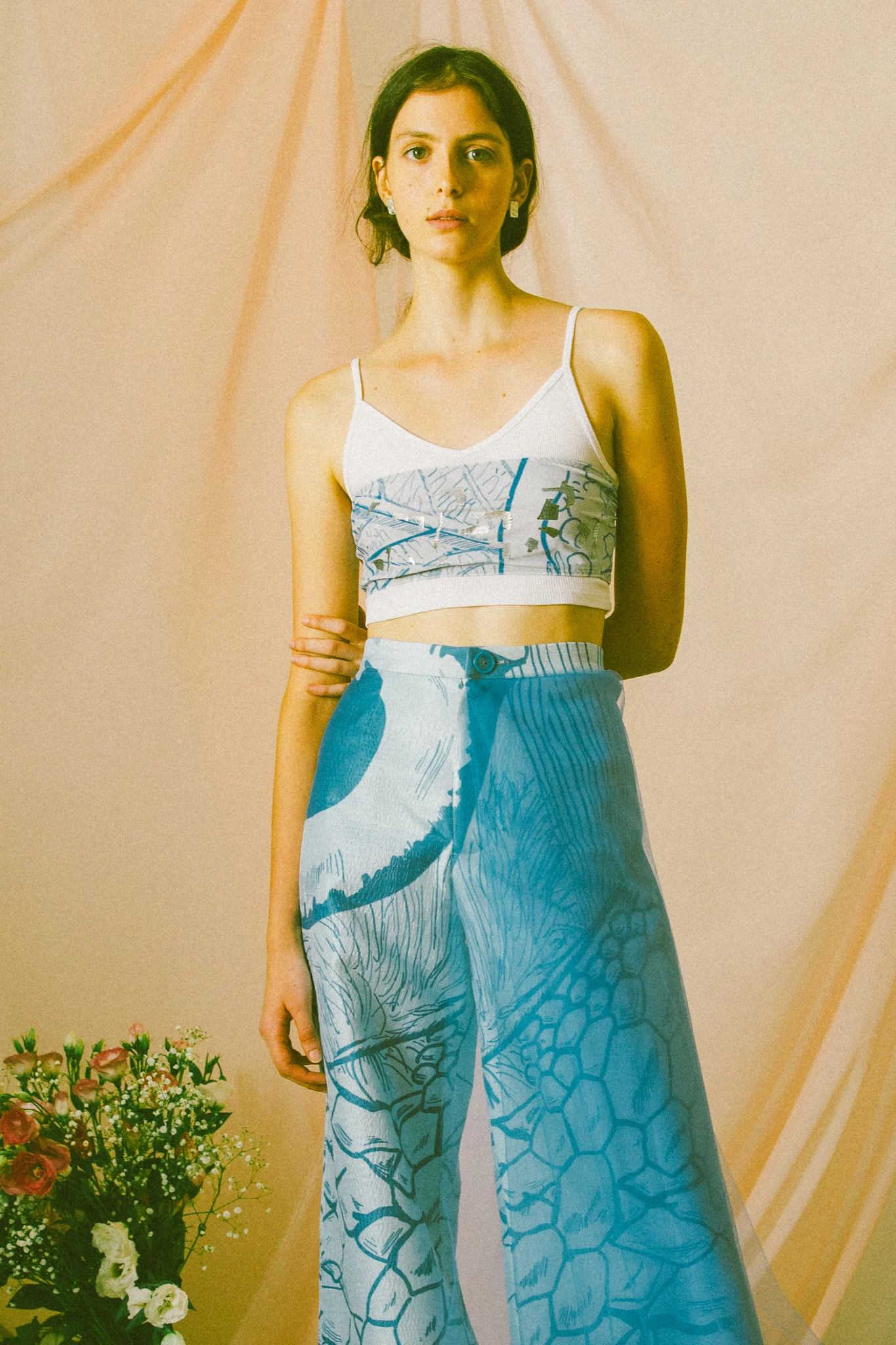 Pants & Strapless by Maya Hochstadter for Shenkar @ mayahoch | White top Stylists own | Earrings by Something @ somethingbyronasegev