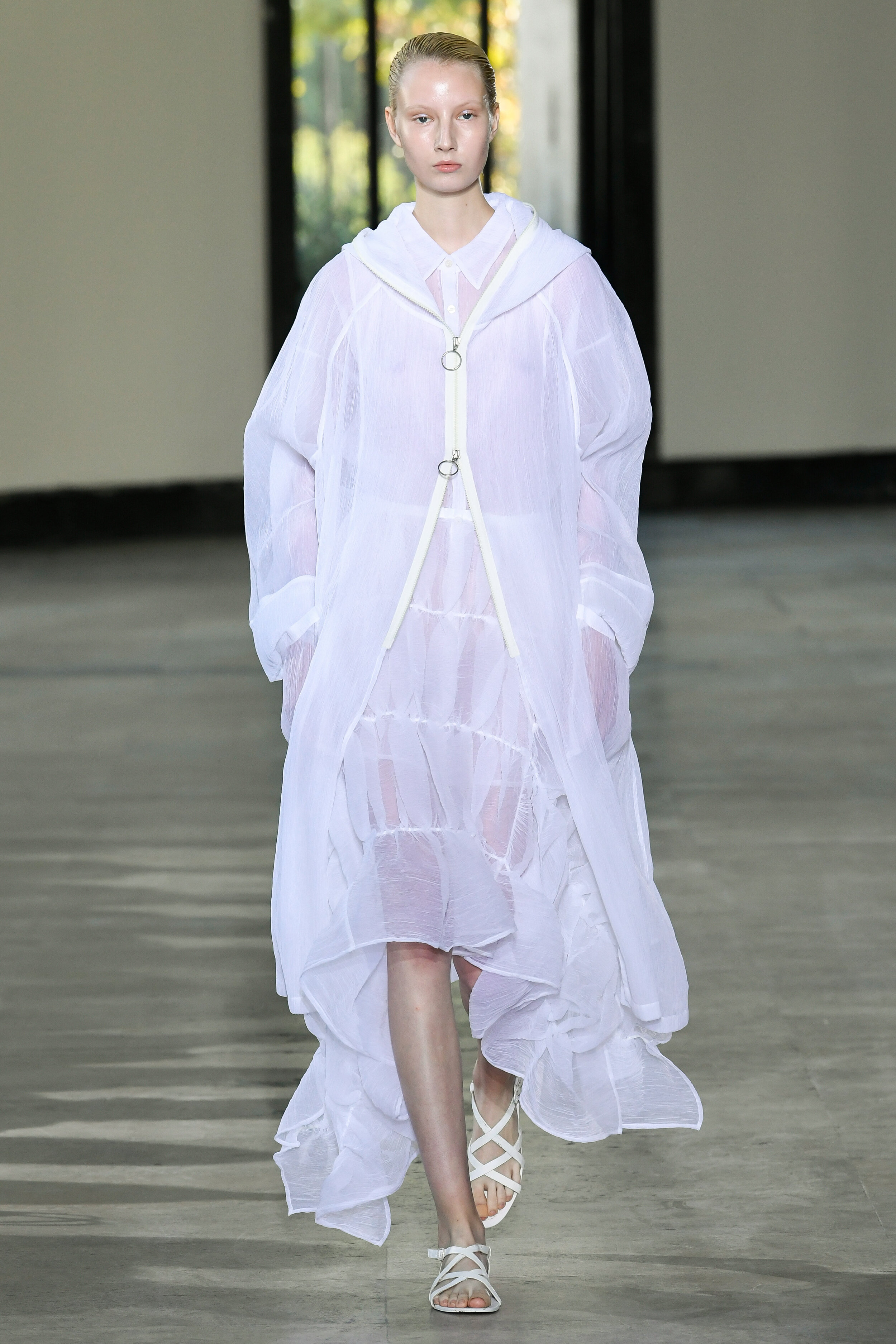  Model wears an outfit , as part of the women ready-to-wear summer 2020, women fashion week, Milan, Ita, from the house of Dawei 