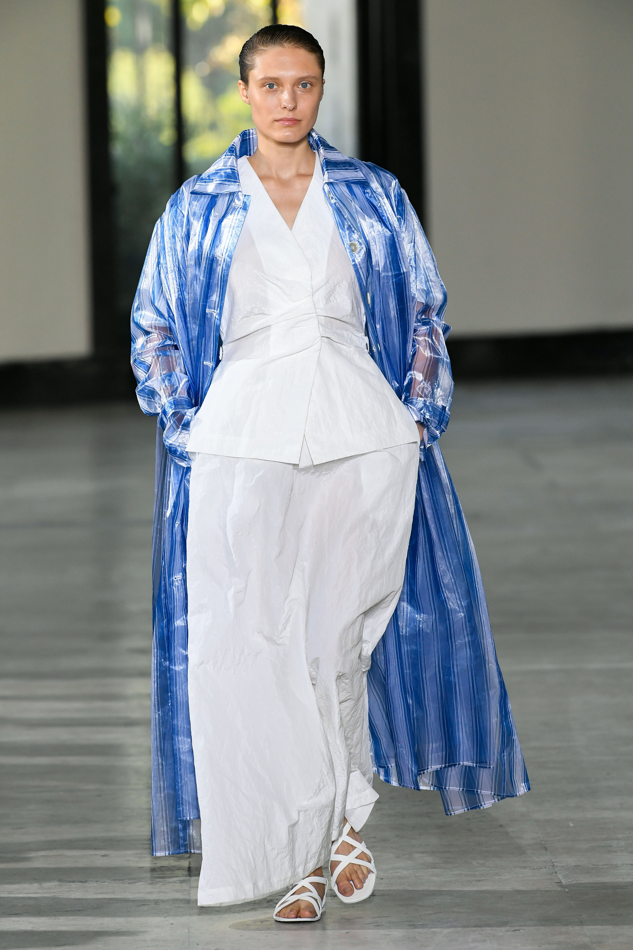  Model wears an outfit , as part of the women ready-to-wear summer 2020, women fashion week, Milan, Ita, from the house of Dawei 