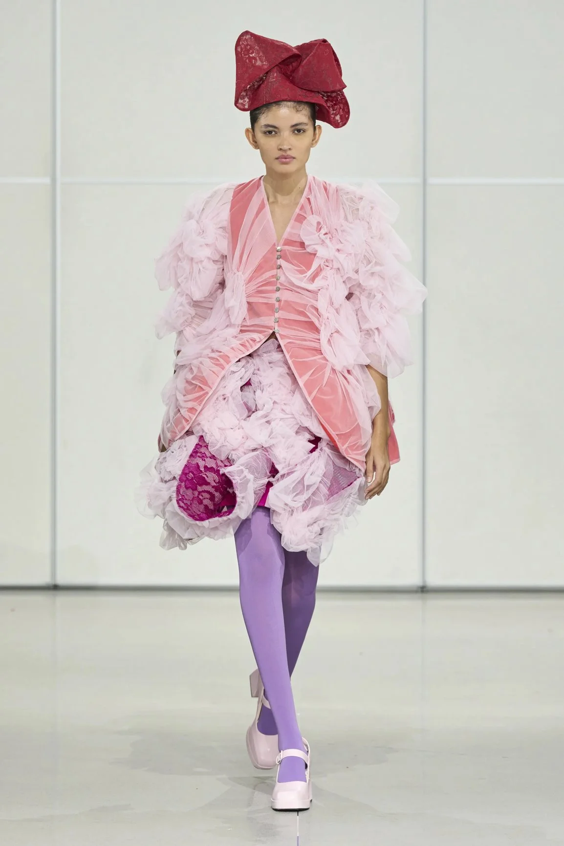 Karina Nasywa Bakri Parsons MFA runway look in layered translucent textiles