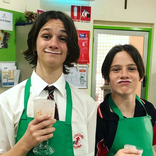 The Year 7s first cooking lesson had them making Fruity Funfetti Shakes ... they learnt all about procedures and processes, collecting and measuring ingredients and safe use of equipment. They grew some pretty impressive mustaches too!  #seton #seton