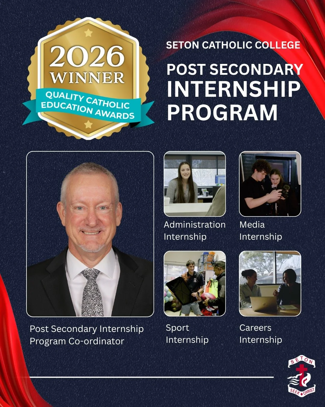 We&rsquo;re proud to announce that Seton Catholic College has been awarded the 2026 QCE Stewardship Award for our Post-Secondary Internship Program!

This is our second QCE Award win in three years, following our 2025 award for the Alternative to Lea