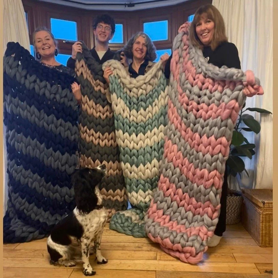 chunky stripe blanket arm knitting video tutorial digital — cocoon&me