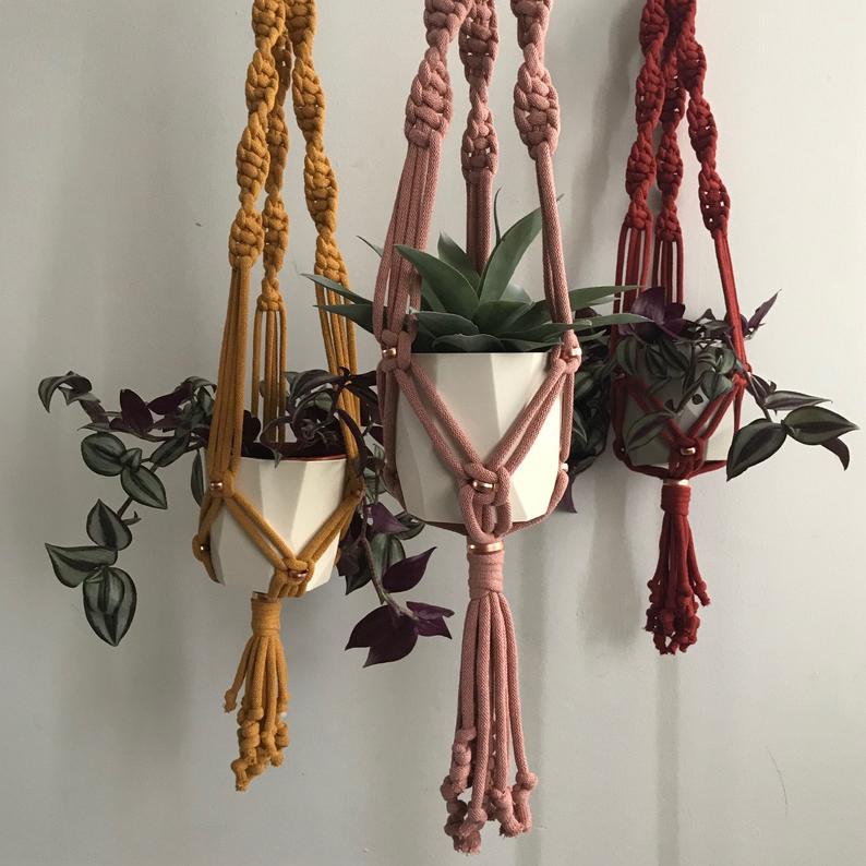 chunky cotton and copper macramé plant hanger kit — cocoon&me