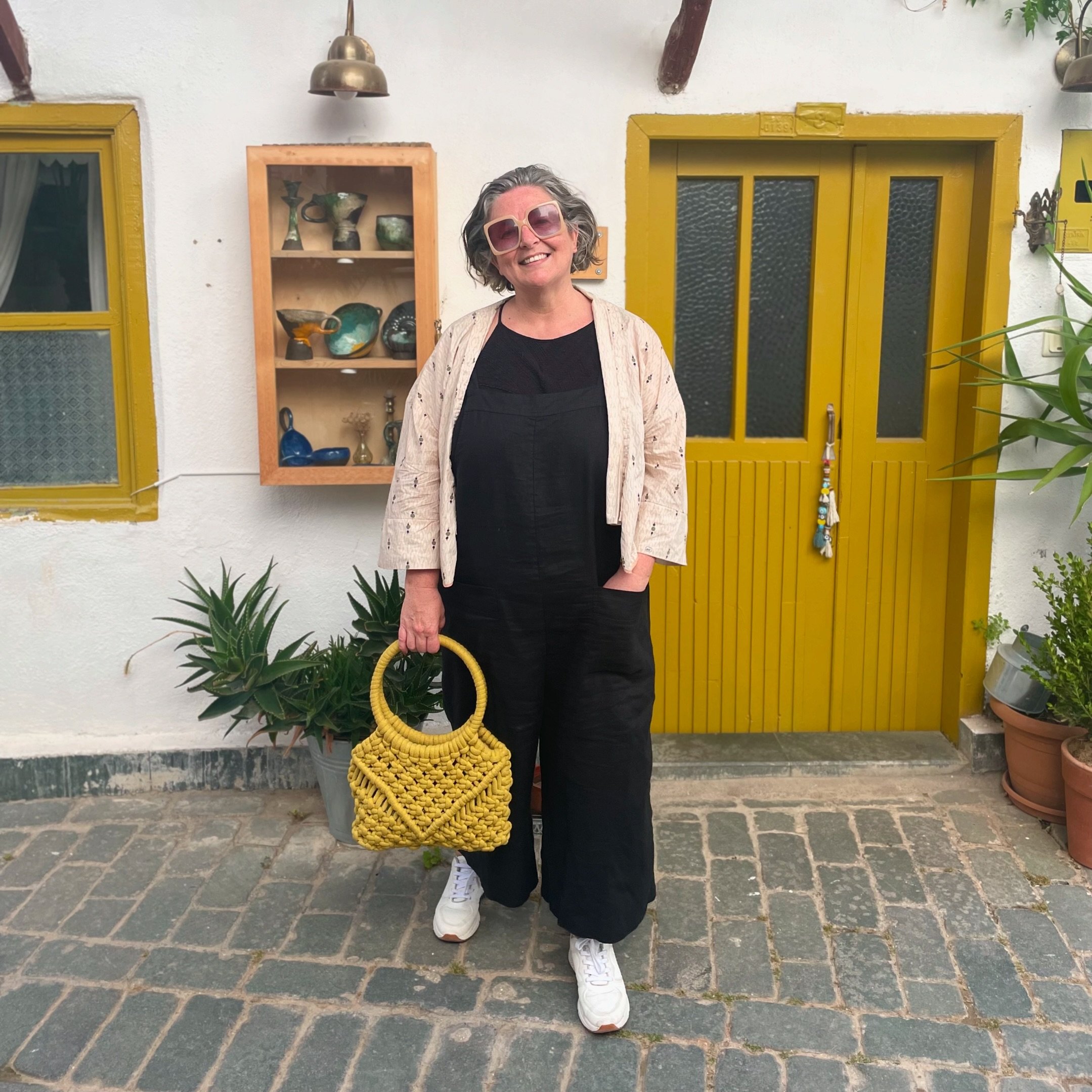 &lsquo;CHITA&rsquo; bag, seen here in French Mustard, blending in perfectly with her surroundings in the beautiful Turkish town of Kaş. 

We are currently putting some dates together for  Macram&eacute; workshops to learn the skills to make your own 