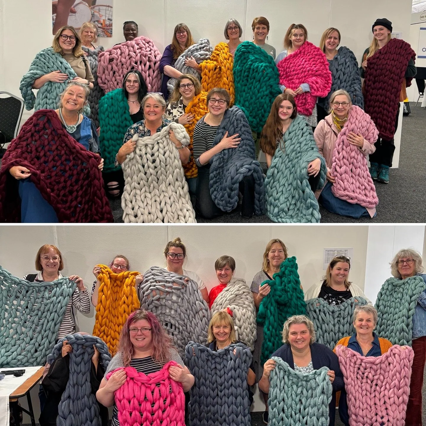 Colourful cosy blankets ! 🧵
I had an amazing time teaching @knitandstitchshows in London last week ! 🎉
The event was buzzing with creativity & we were thrilled to be part of it. 🙏🏽
Our Arm Knit Blanket workshops were all sold out & a h