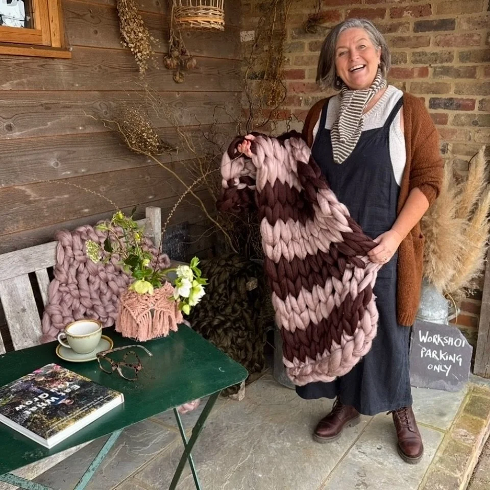 COSY season is here at the Stable Kitchen @pitfieldbarnflowers in
West Sussex ! 
Wrap yourself in our Arm Knitted Lap blankets & enjoy a Coffee & slice of homemade cake amidst the beautiful surroundings at the barn!