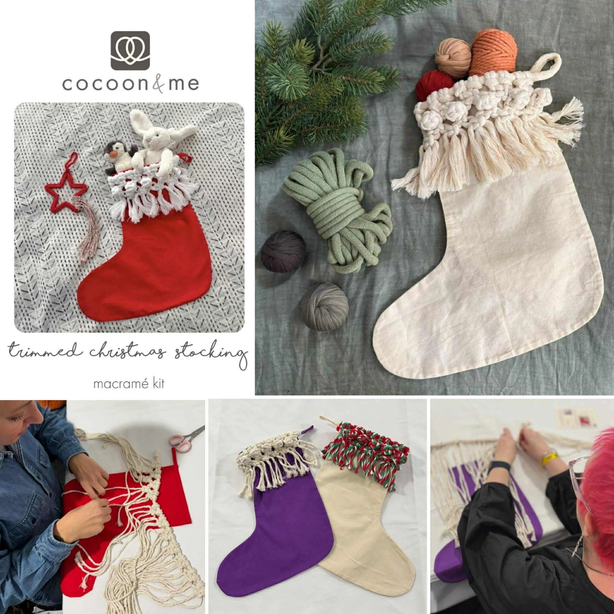 New Kit! Christmas Stocking with Macramé Detail, Corporate and Festive Workshops!