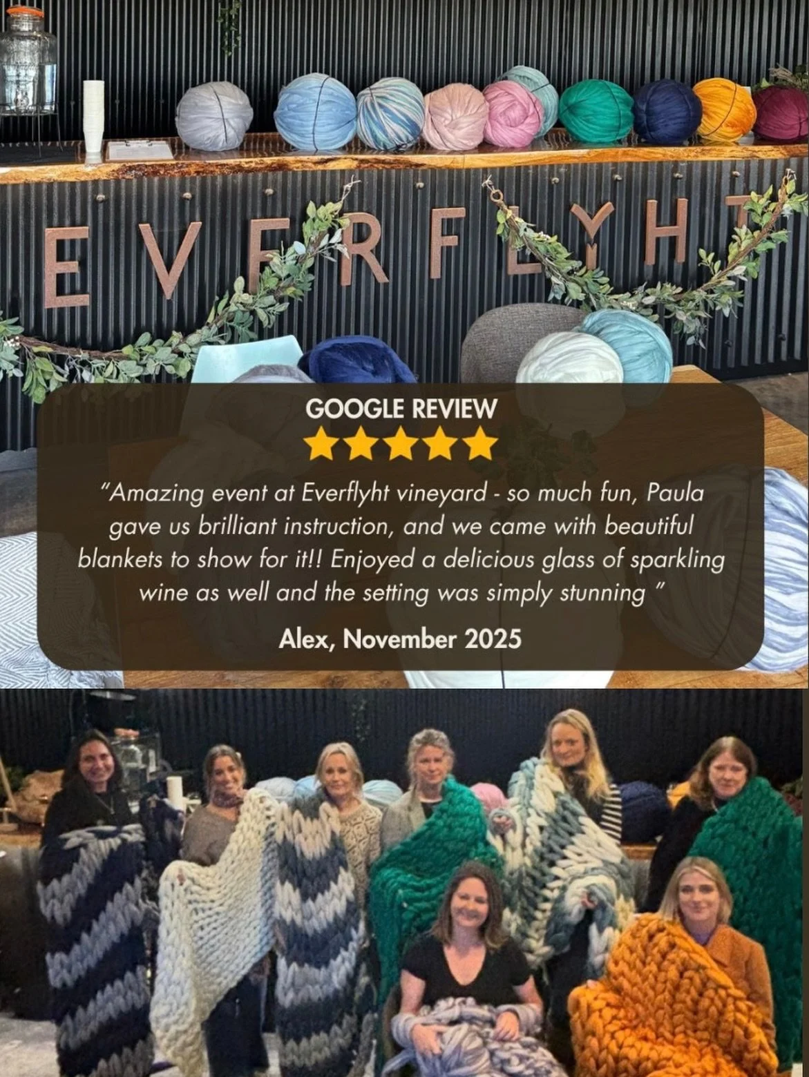 We are so happy to have @everflyht  Vineyard, Ditchling East Sussex, as one of our NEW workshop venues ! 

We already have bookings for our next ARM KNIT BLANKET WORKSHOP at Everflyht on Sat 14th March ( link above👆🏽) 
a perfect Christmas gift ! 

