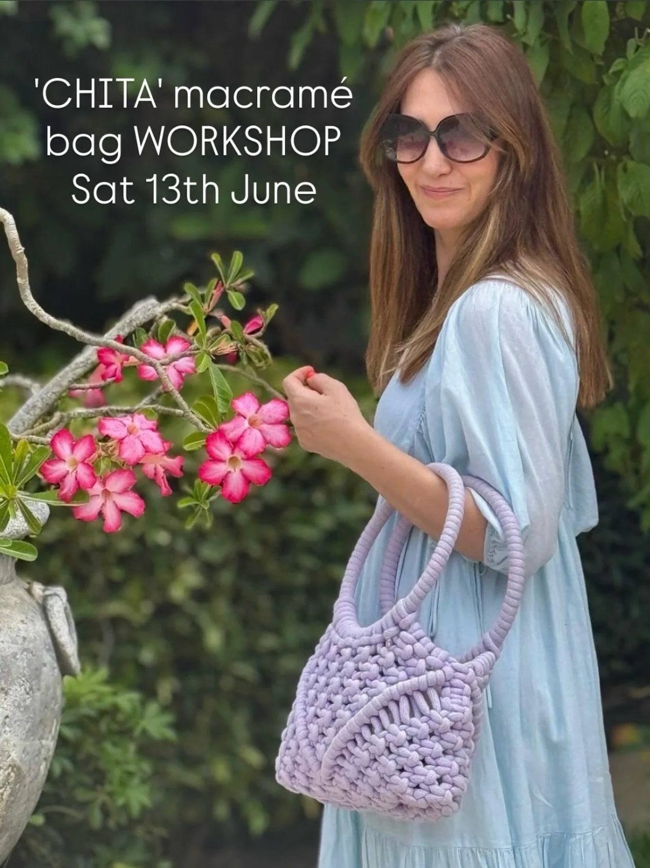 ☀️Not just a summer bag! 

🏖️Our 'CHITA' macram&eacute; bag is perfect for every occasion &amp; especially for your holiday!

🪢Join me on Saturday 13th June in my Brighton studio &amp; learn how to craft your own designer macram&eacute; bag. 

🧶Pe
