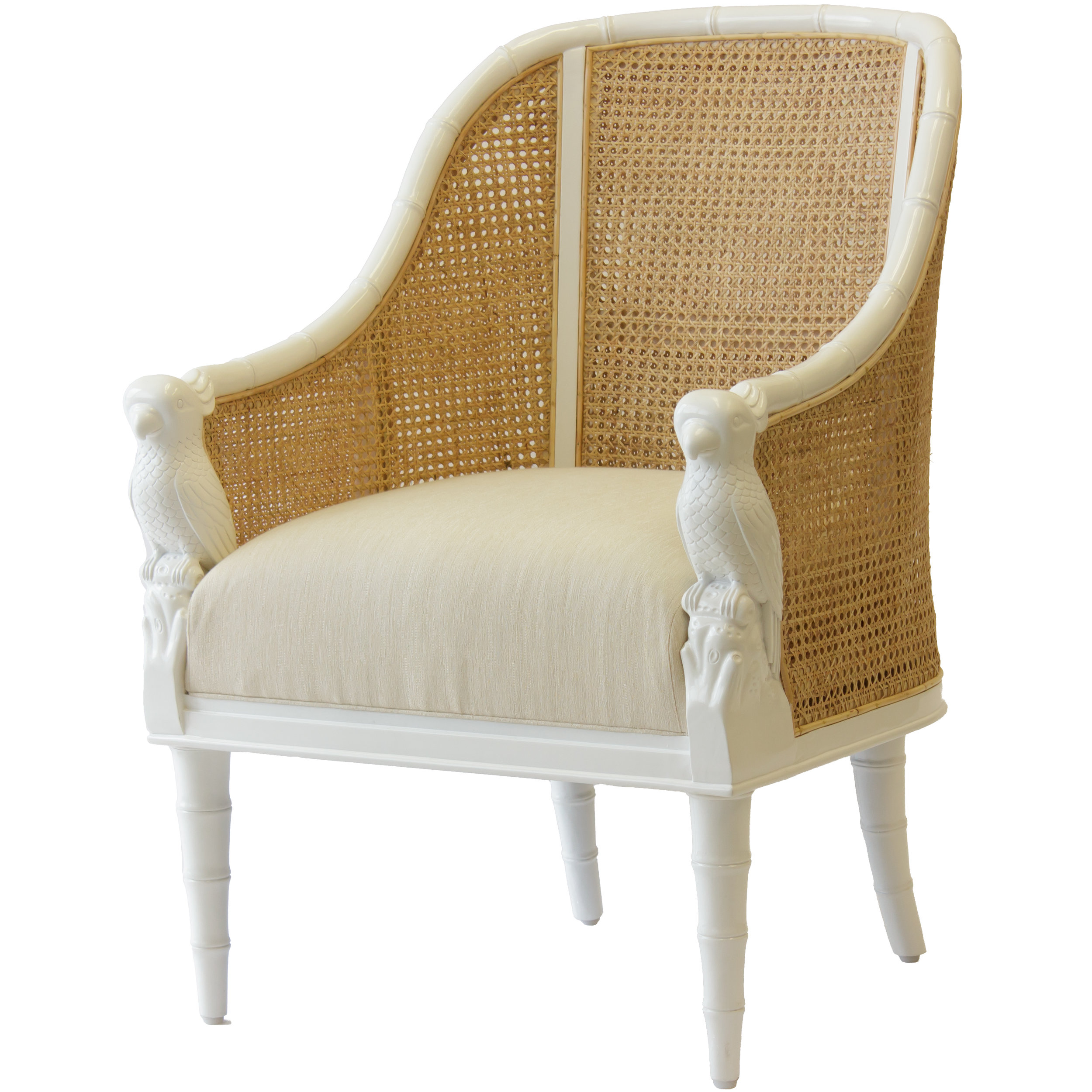  Florence Broadhurst’s Cockatoo Chair in white with natural caning  Photo Source: Selamat Designs 
