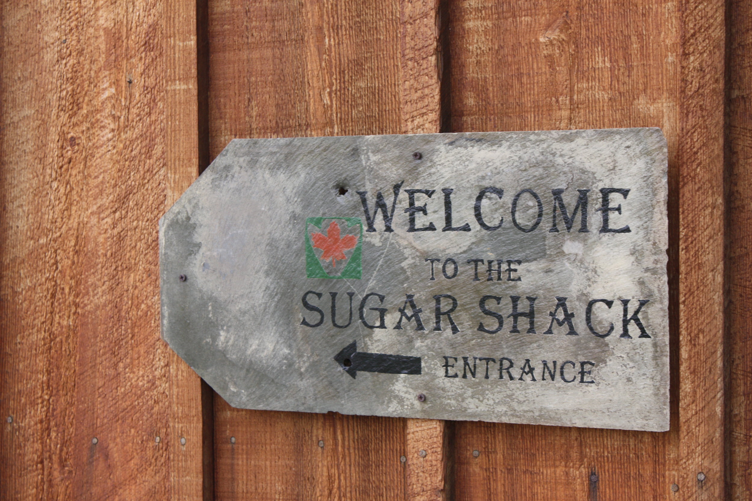 Entrance sign to the Sugar Shack at the Carlisle Visitor Center